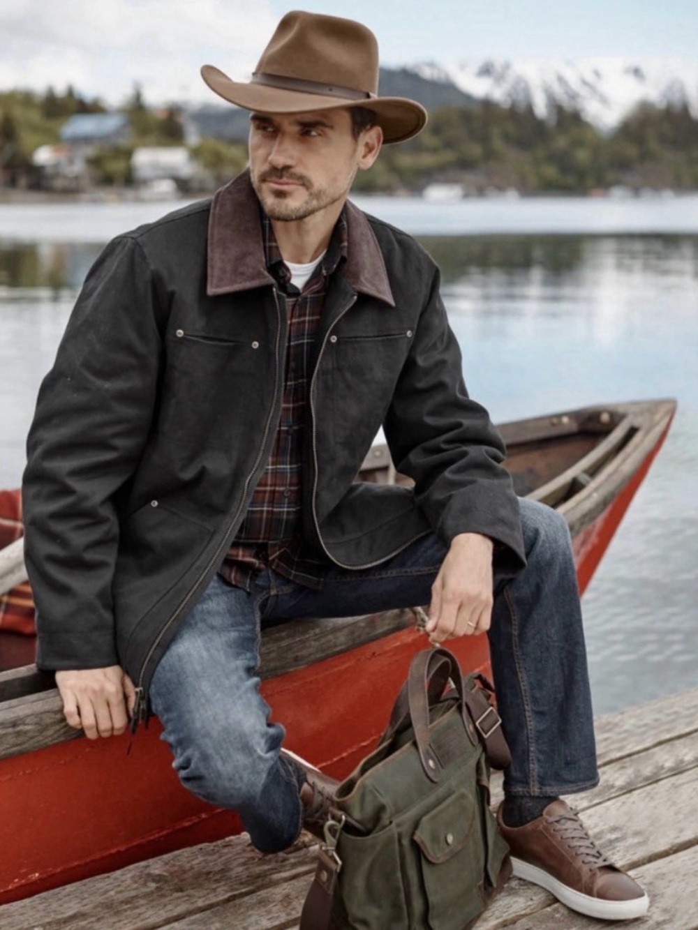Pendleton Mens Gorge Canvas Barn Coat Black Harding Aztec Fleece Jacket Large